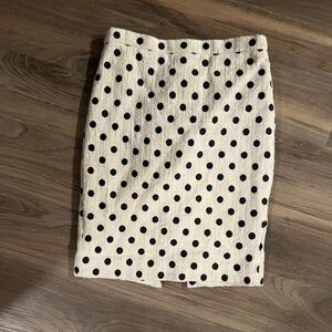 J. Crew Black and Cream Polka Dot Pencil Skirt